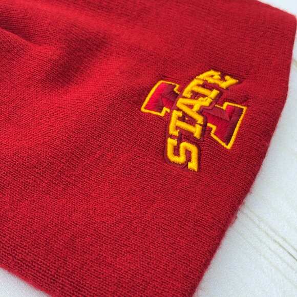 Iowa State Cyclones Knit Beanie Hat Red Yellow Embroidered Licensed 100% Acrylic - Picture 8 of 8
